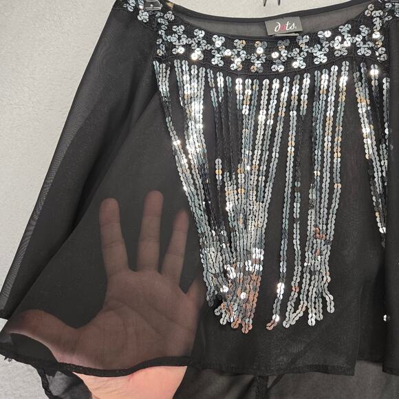Dots Sheer Sequin Crop Top Womens M Y2k Vintge Rave Festival Shaw - Picture 3 of 9